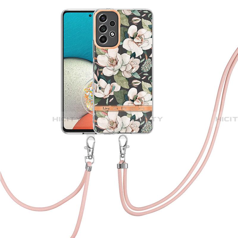 Custodia Silicone Gel Morbida Fantasia Modello Cover con Cinghia Cordino Mano Y06B per Samsung Galaxy A13 4G