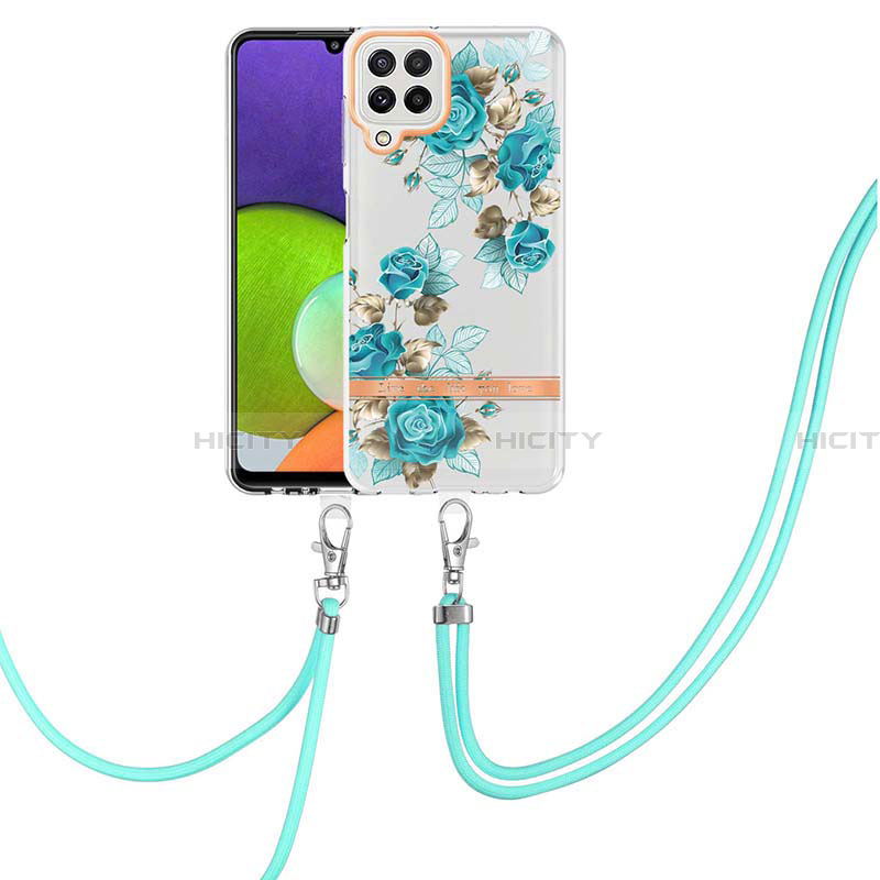 Custodia Silicone Gel Morbida Fantasia Modello Cover con Cinghia Cordino Mano Y06B per Samsung Galaxy A22 4G