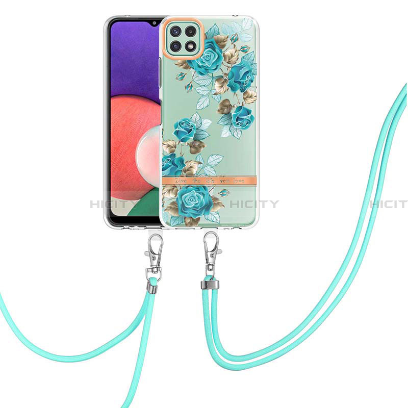 Custodia Silicone Gel Morbida Fantasia Modello Cover con Cinghia Cordino Mano Y06B per Samsung Galaxy A22 5G