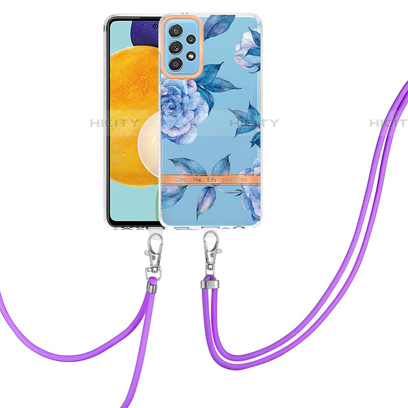 Custodia Silicone Gel Morbida Fantasia Modello Cover con Cinghia Cordino Mano Y06B per Samsung Galaxy A52 5G