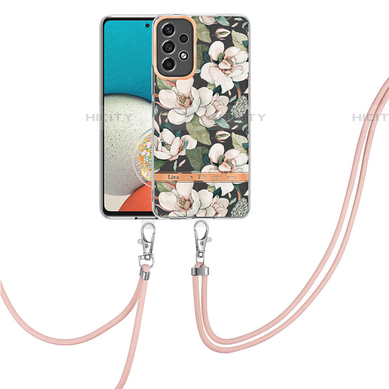 Custodia Silicone Gel Morbida Fantasia Modello Cover con Cinghia Cordino Mano Y06B per Samsung Galaxy A53 5G