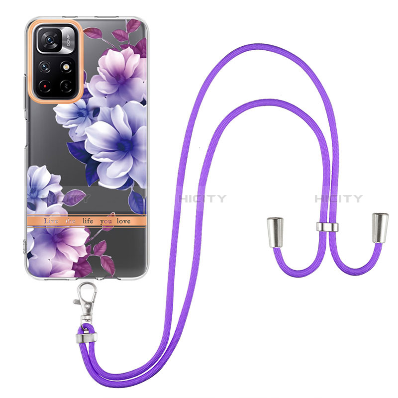 Custodia Silicone Gel Morbida Fantasia Modello Cover con Cinghia Cordino Mano Y06B per Xiaomi Poco M4 Pro 5G