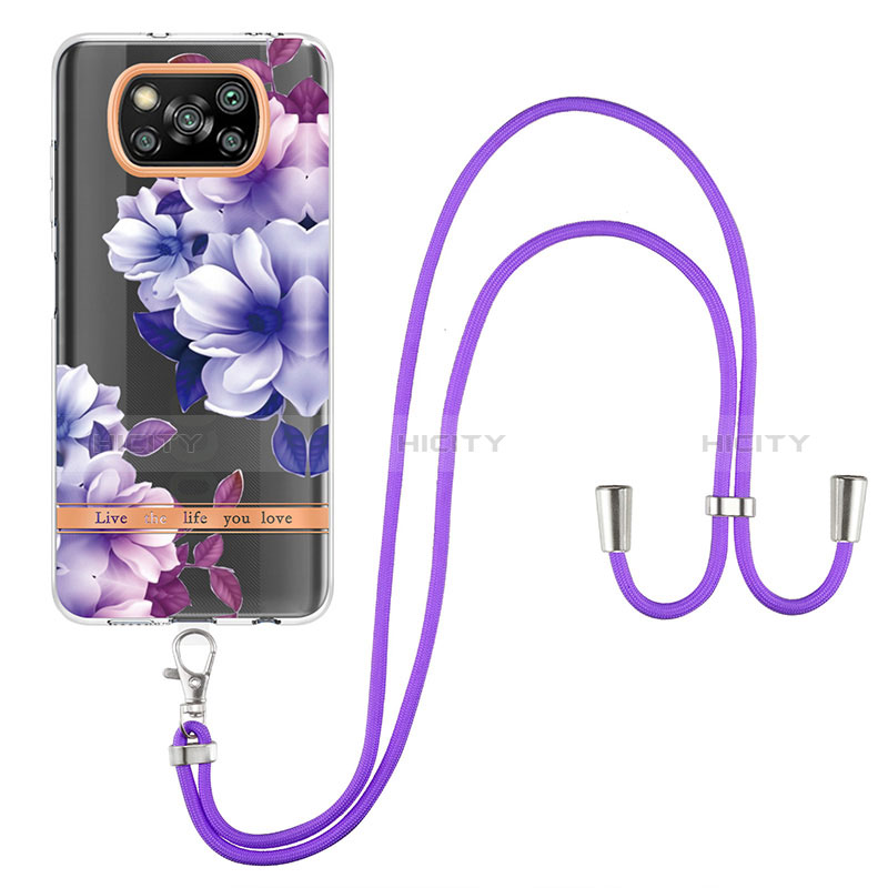 Custodia Silicone Gel Morbida Fantasia Modello Cover con Cinghia Cordino Mano Y06B per Xiaomi Poco X3 NFC