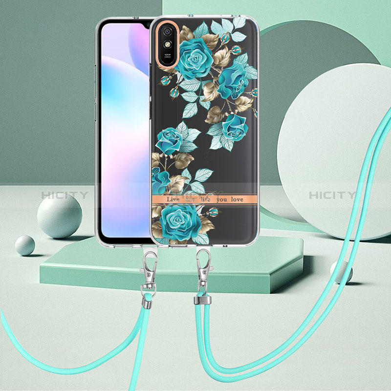 Custodia Silicone Gel Morbida Fantasia Modello Cover con Cinghia Cordino Mano Y06B per Xiaomi Redmi 9A