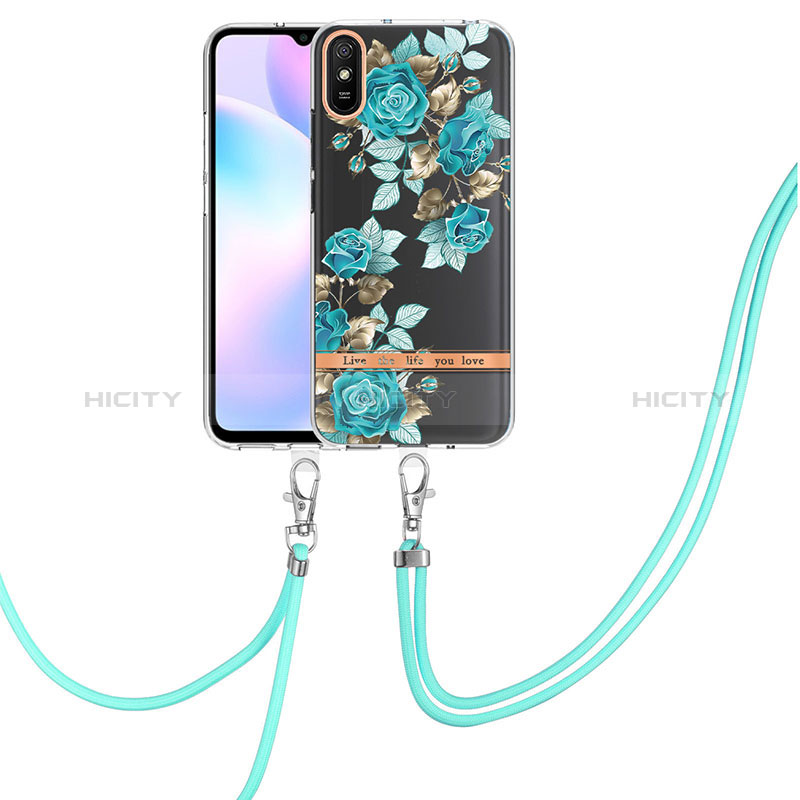 Custodia Silicone Gel Morbida Fantasia Modello Cover con Cinghia Cordino Mano Y06B per Xiaomi Redmi 9AT