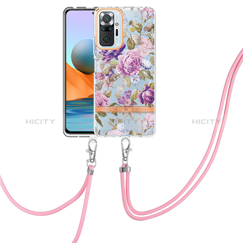 Custodia Silicone Gel Morbida Fantasia Modello Cover con Cinghia Cordino Mano Y06B per Xiaomi Redmi Note 10 Pro 4G Lavanda