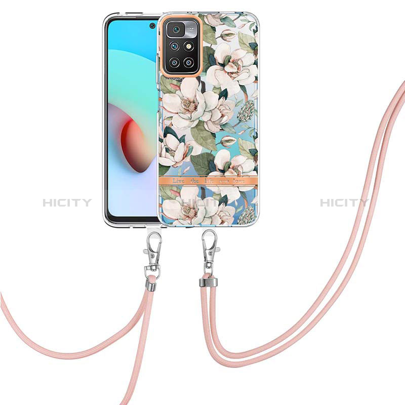 Custodia Silicone Gel Morbida Fantasia Modello Cover con Cinghia Cordino Mano Y06B per Xiaomi Redmi Note 11 4G (2021) Bianco