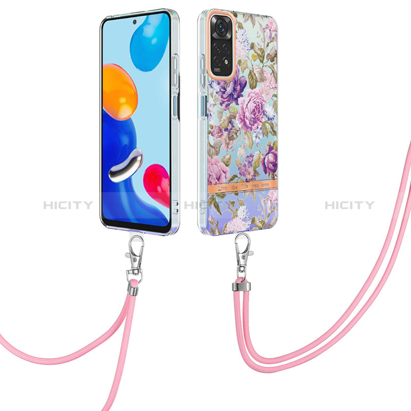 Custodia Silicone Gel Morbida Fantasia Modello Cover con Cinghia Cordino Mano Y06B per Xiaomi Redmi Note 11S 4G Lavanda