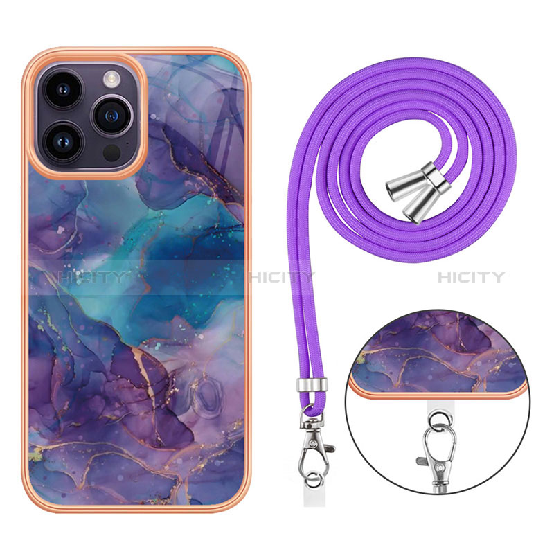 Custodia Silicone Gel Morbida Fantasia Modello Cover con Cinghia Cordino Mano Y07B per Apple iPhone 14 Pro