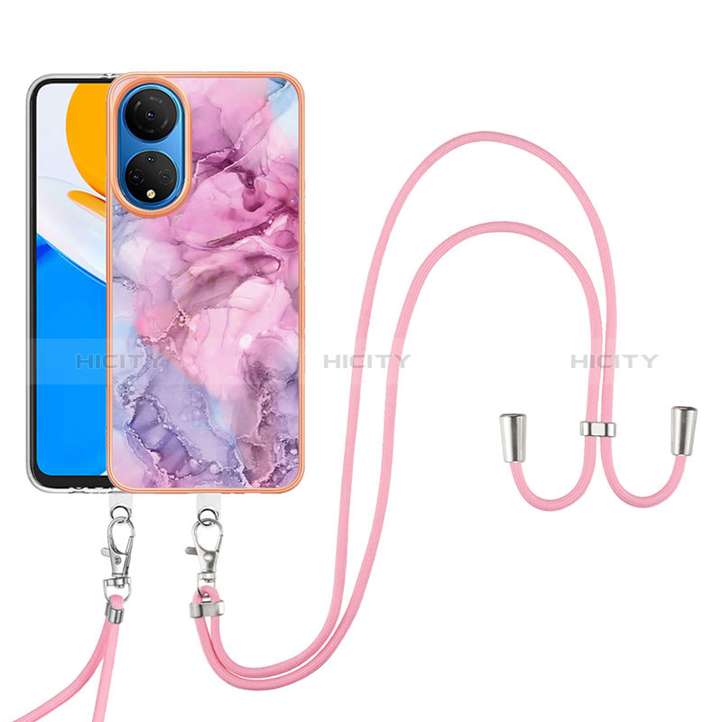 Custodia Silicone Gel Morbida Fantasia Modello Cover con Cinghia Cordino Mano Y07B per Huawei Honor X7