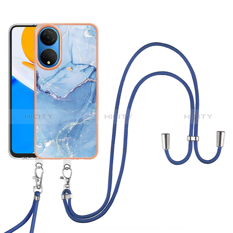 Custodia Silicone Gel Morbida Fantasia Modello Cover con Cinghia Cordino Mano Y07B per Huawei Honor X7