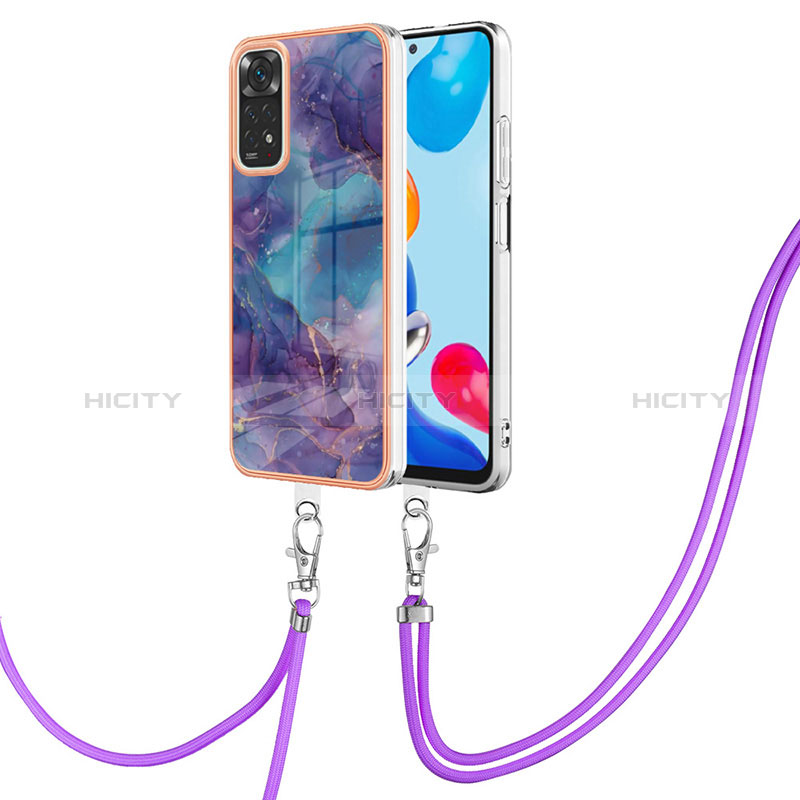 Custodia Silicone Gel Morbida Fantasia Modello Cover con Cinghia Cordino Mano YB1 per Xiaomi Redmi Note 11 4G (2022) Viola