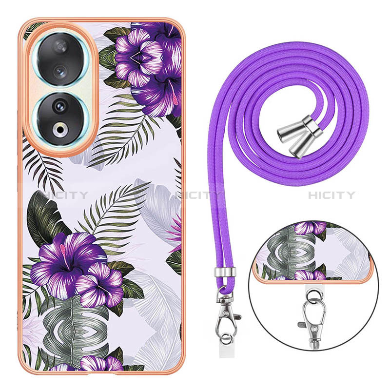 Custodia Silicone Gel Morbida Fantasia Modello Cover con Cinghia Cordino Mano YB3 per Huawei Honor 90 5G