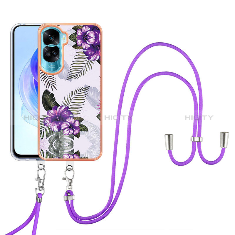 Custodia Silicone Gel Morbida Fantasia Modello Cover con Cinghia Cordino Mano YB3 per Huawei Honor 90 Lite 5G