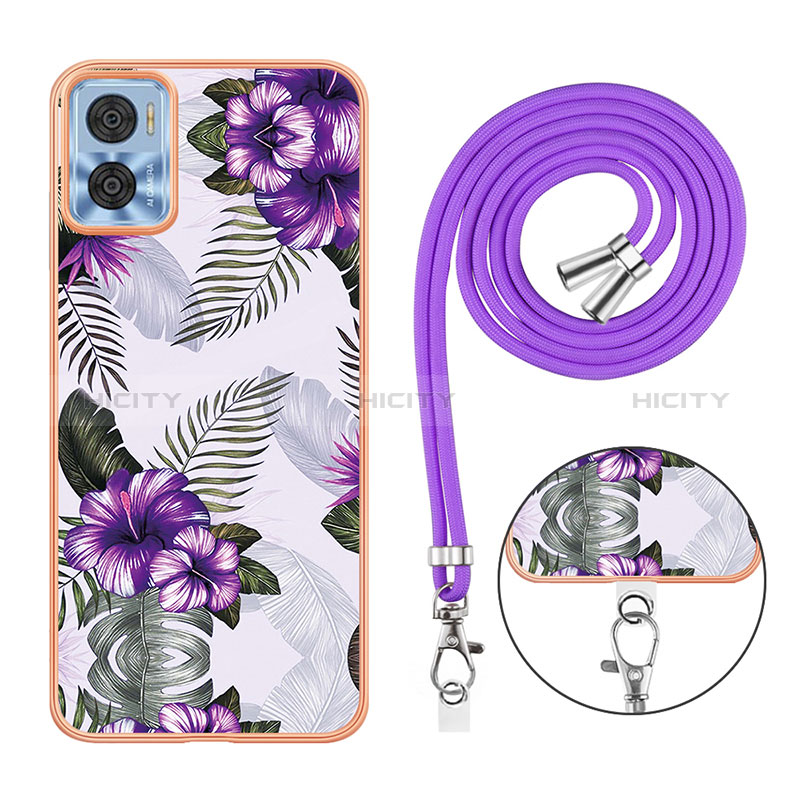 Custodia Silicone Gel Morbida Fantasia Modello Cover con Cinghia Cordino Mano YB3 per Motorola Moto E22