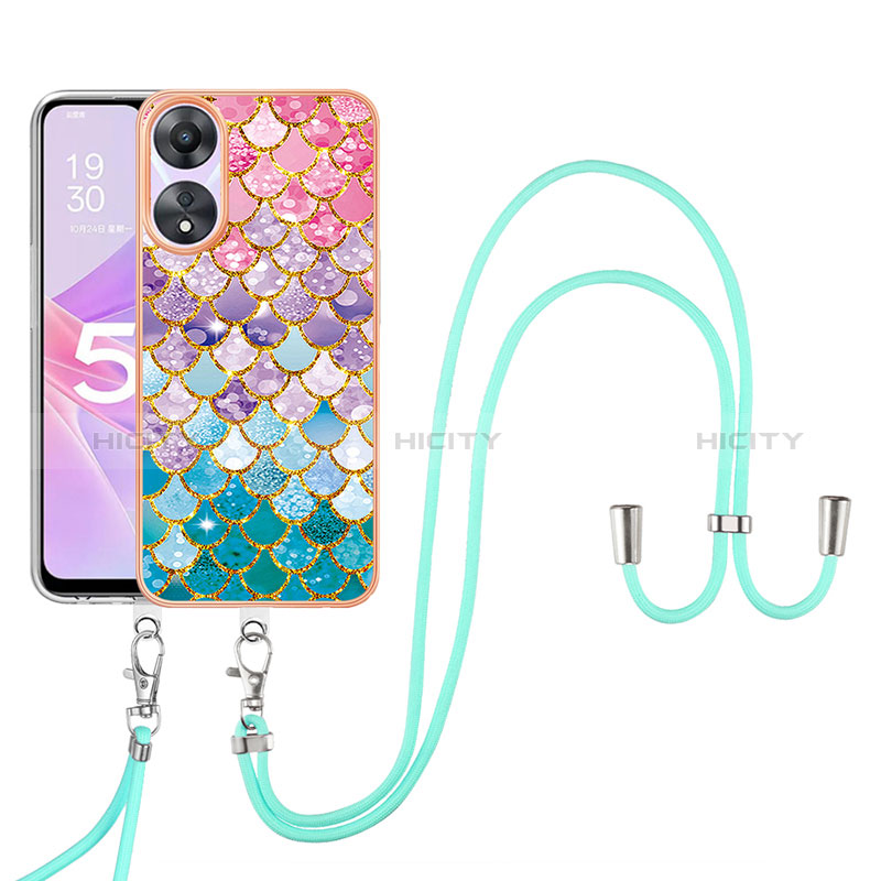 Custodia Silicone Gel Morbida Fantasia Modello Cover con Cinghia Cordino Mano YB3 per Oppo A78 5G