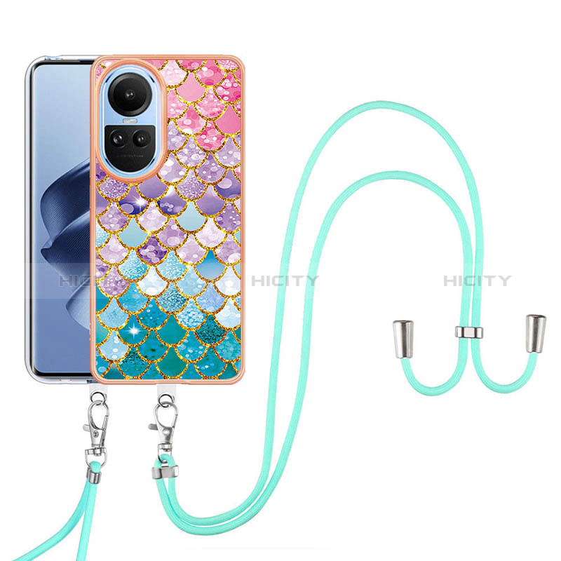 Custodia Silicone Gel Morbida Fantasia Modello Cover con Cinghia Cordino Mano YB3 per Oppo Reno10 Pro 5G Colorato