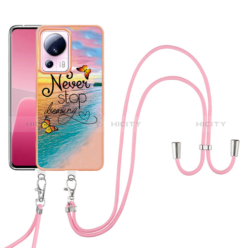 Custodia Silicone Gel Morbida Fantasia Modello Cover con Cinghia Cordino Mano YB3 per Xiaomi Mi 13 Lite 5G Multicolore