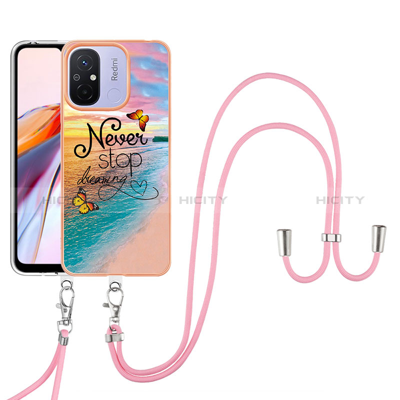 Custodia Silicone Gel Morbida Fantasia Modello Cover con Cinghia Cordino Mano YB3 per Xiaomi Poco C55 Multicolore