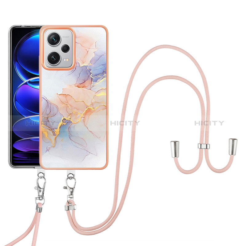 Custodia Silicone Gel Morbida Fantasia Modello Cover con Cinghia Cordino Mano YB3 per Xiaomi Redmi Note 12 Explorer Lavanda