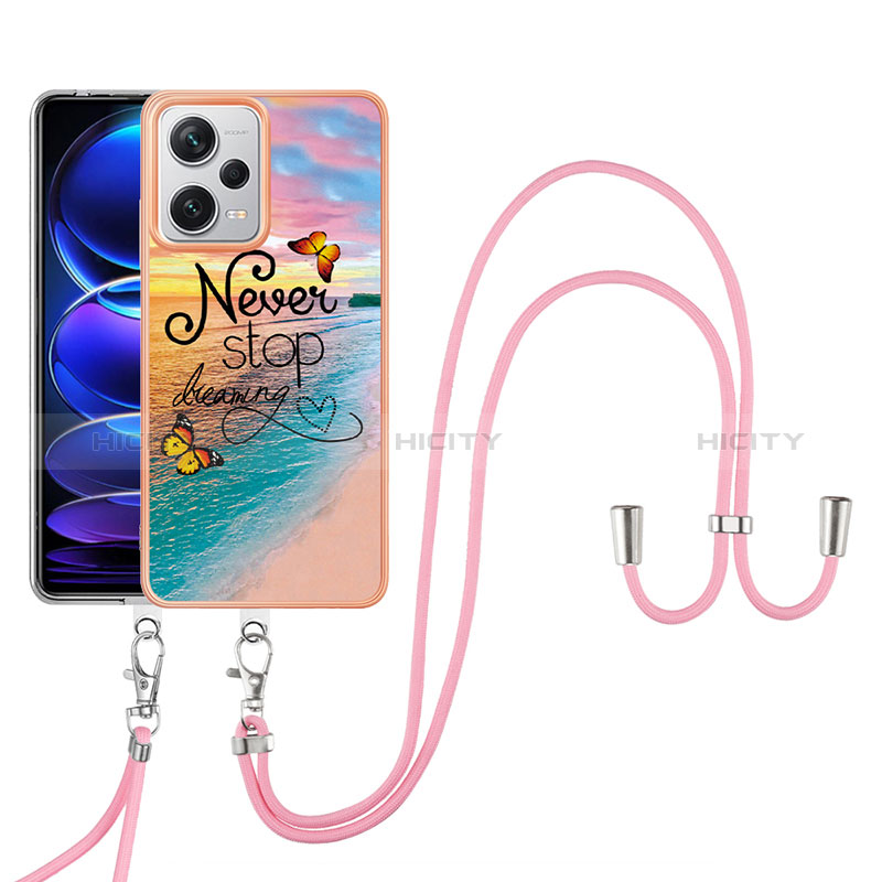 Custodia Silicone Gel Morbida Fantasia Modello Cover con Cinghia Cordino Mano YB3 per Xiaomi Redmi Note 12 Explorer Multicolore