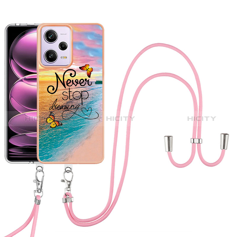 Custodia Silicone Gel Morbida Fantasia Modello Cover con Cinghia Cordino Mano YB3 per Xiaomi Redmi Note 12 Pro 5G Multicolore