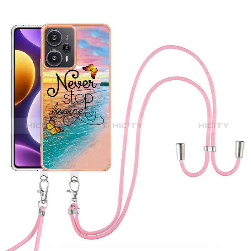 Custodia Silicone Gel Morbida Fantasia Modello Cover con Cinghia Cordino Mano YB3 per Xiaomi Redmi Note 12 Turbo 5G Multicolore