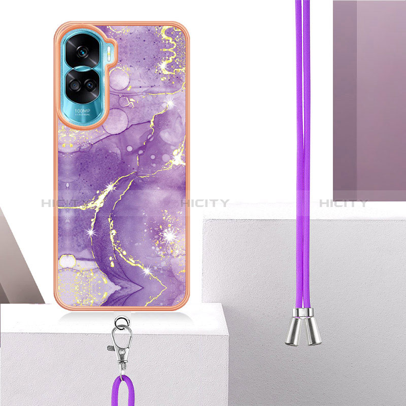 Custodia Silicone Gel Morbida Fantasia Modello Cover con Cinghia Cordino Mano YB5 per Huawei Honor 90 Lite 5G