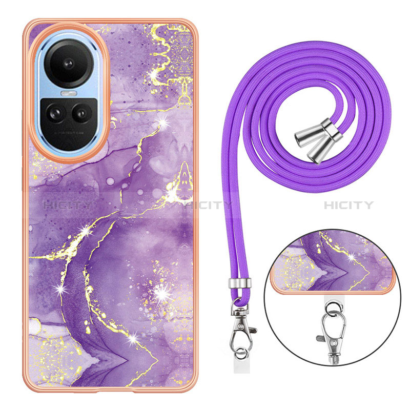 Custodia Silicone Gel Morbida Fantasia Modello Cover con Cinghia Cordino Mano YB5 per Oppo Reno10 Pro 5G