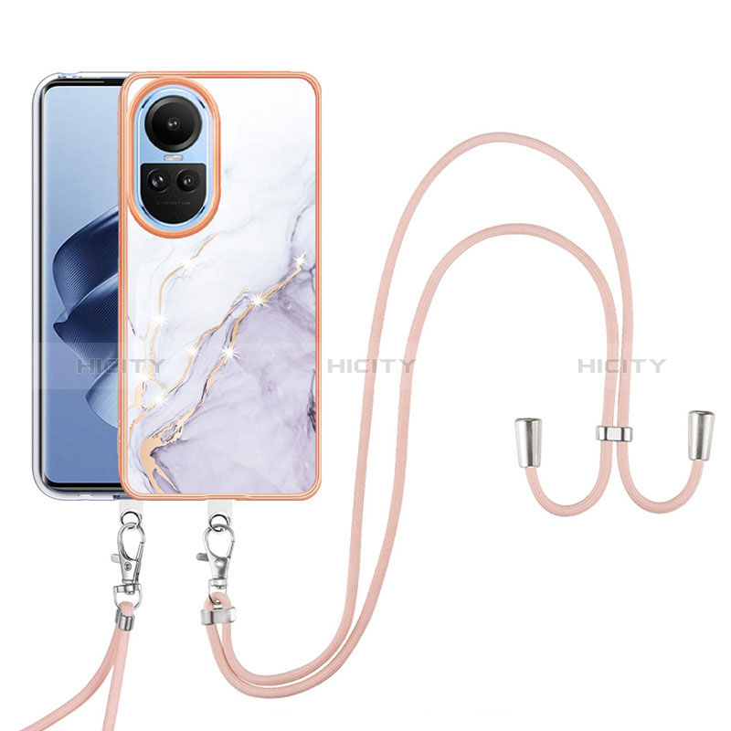 Custodia Silicone Gel Morbida Fantasia Modello Cover con Cinghia Cordino Mano YB5 per Oppo Reno10 Pro 5G