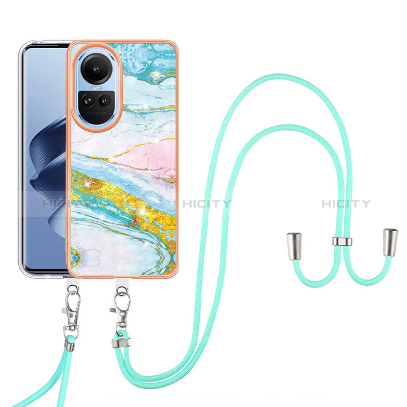 Custodia Silicone Gel Morbida Fantasia Modello Cover con Cinghia Cordino Mano YB5 per Oppo Reno10 Pro 5G