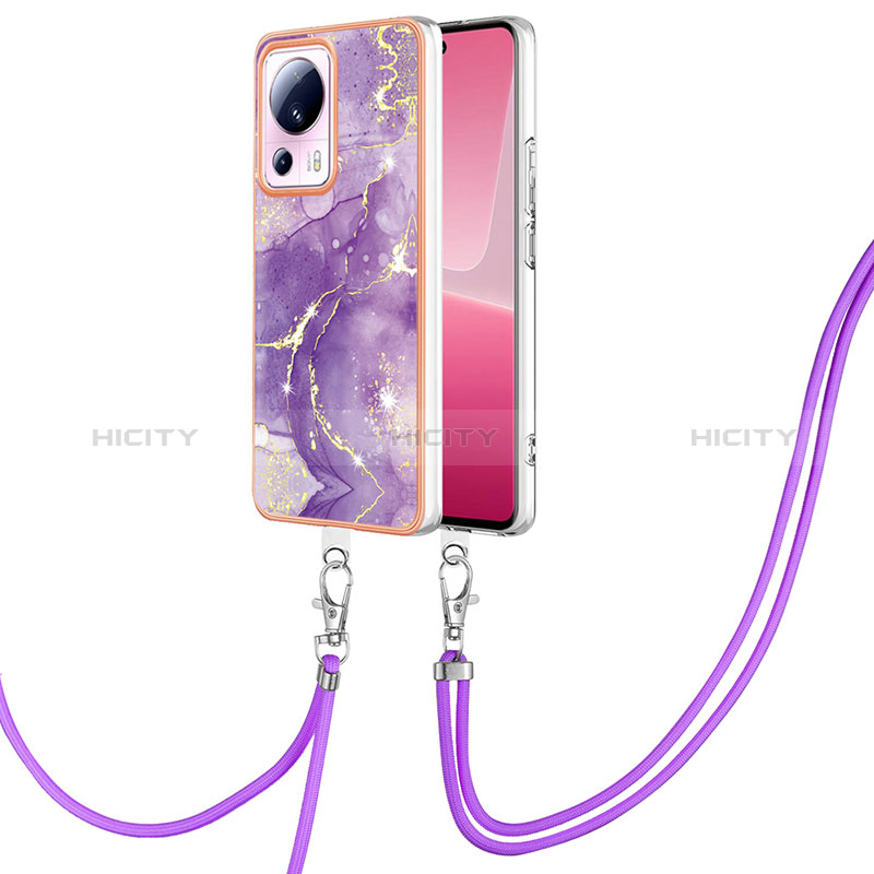 Custodia Silicone Gel Morbida Fantasia Modello Cover con Cinghia Cordino Mano YB5 per Xiaomi Mi 12 Lite NE 5G Viola