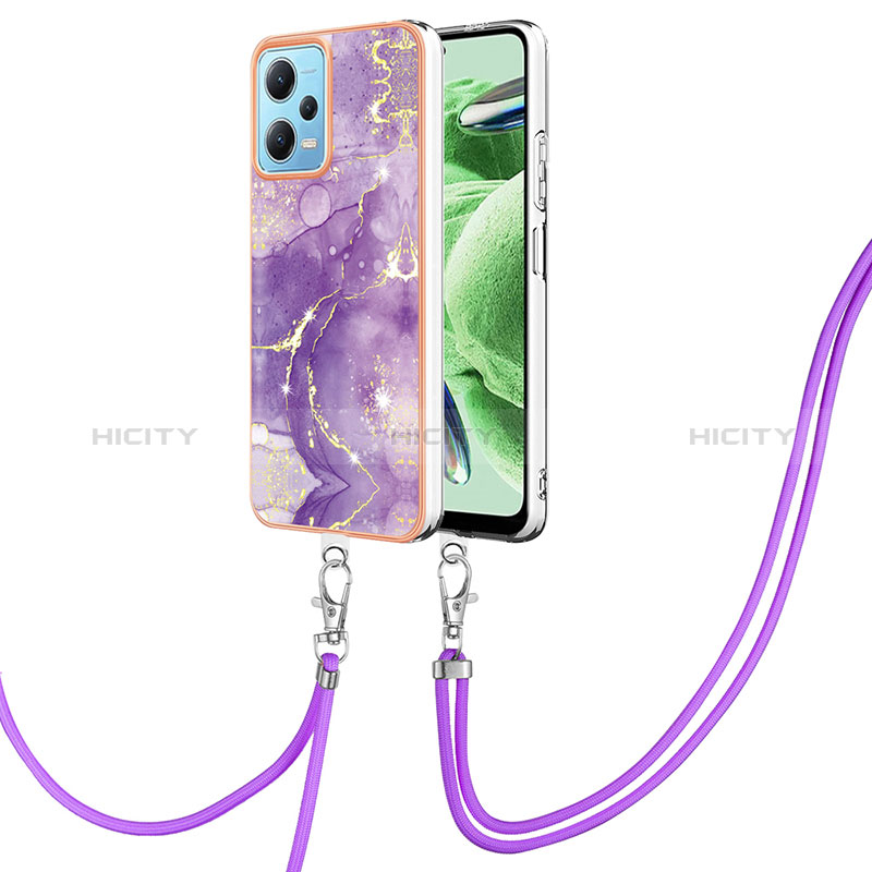 Custodia Silicone Gel Morbida Fantasia Modello Cover con Cinghia Cordino Mano YB5 per Xiaomi Poco X5 5G Viola