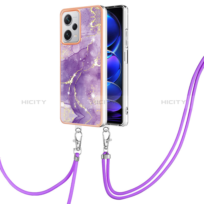 Custodia Silicone Gel Morbida Fantasia Modello Cover con Cinghia Cordino Mano YB5 per Xiaomi Redmi Note 12 Pro+ Plus 5G Viola