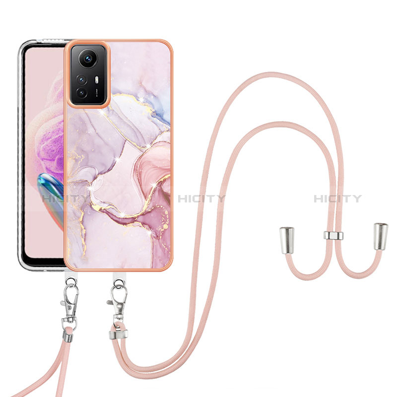 Custodia Silicone Gel Morbida Fantasia Modello Cover con Cinghia Cordino Mano YB5 per Xiaomi Redmi Note 12S Rosa