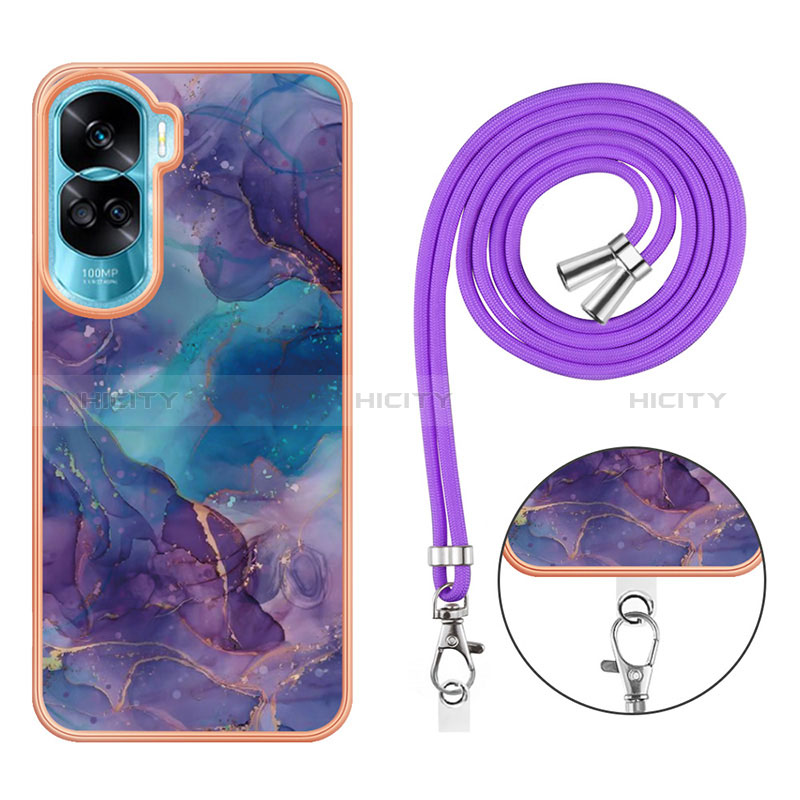 Custodia Silicone Gel Morbida Fantasia Modello Cover con Cinghia Cordino Mano YB7 per Huawei Honor 90 Lite 5G