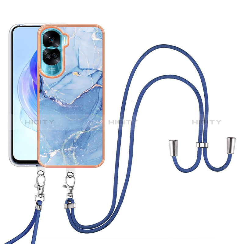 Custodia Silicone Gel Morbida Fantasia Modello Cover con Cinghia Cordino Mano YB7 per Huawei Honor 90 Lite 5G