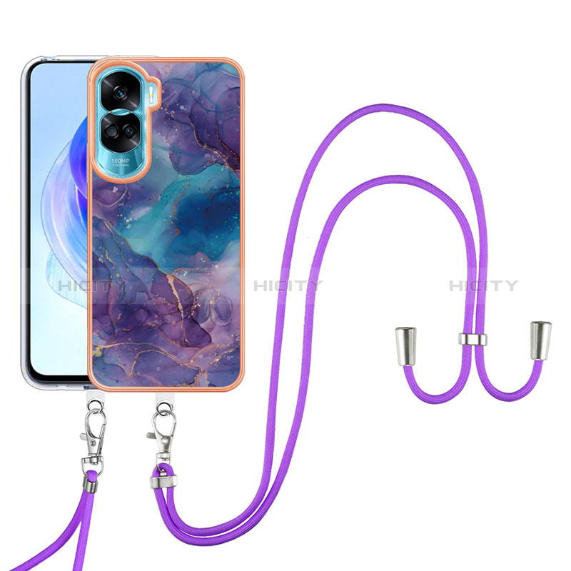 Custodia Silicone Gel Morbida Fantasia Modello Cover con Cinghia Cordino Mano YB7 per Huawei Honor 90 Lite 5G