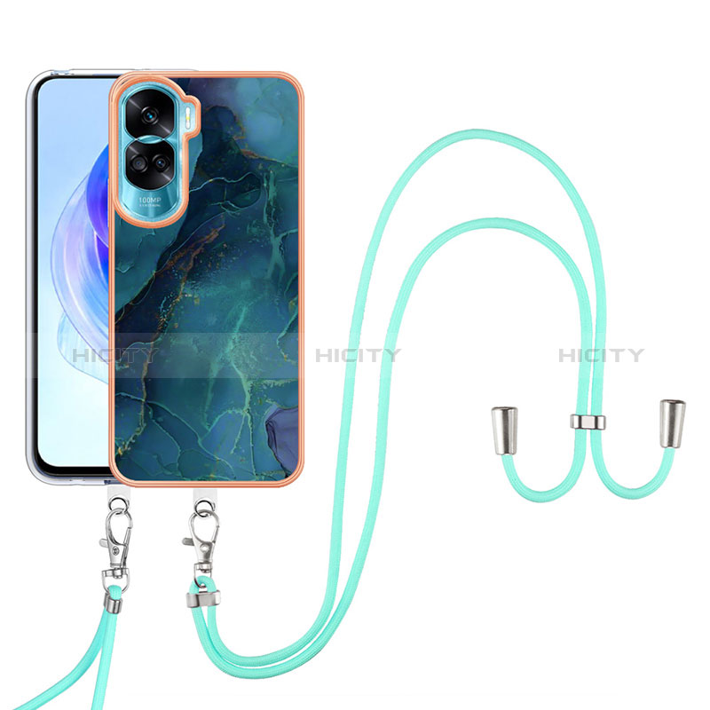 Custodia Silicone Gel Morbida Fantasia Modello Cover con Cinghia Cordino Mano YB7 per Huawei Honor 90 Lite 5G