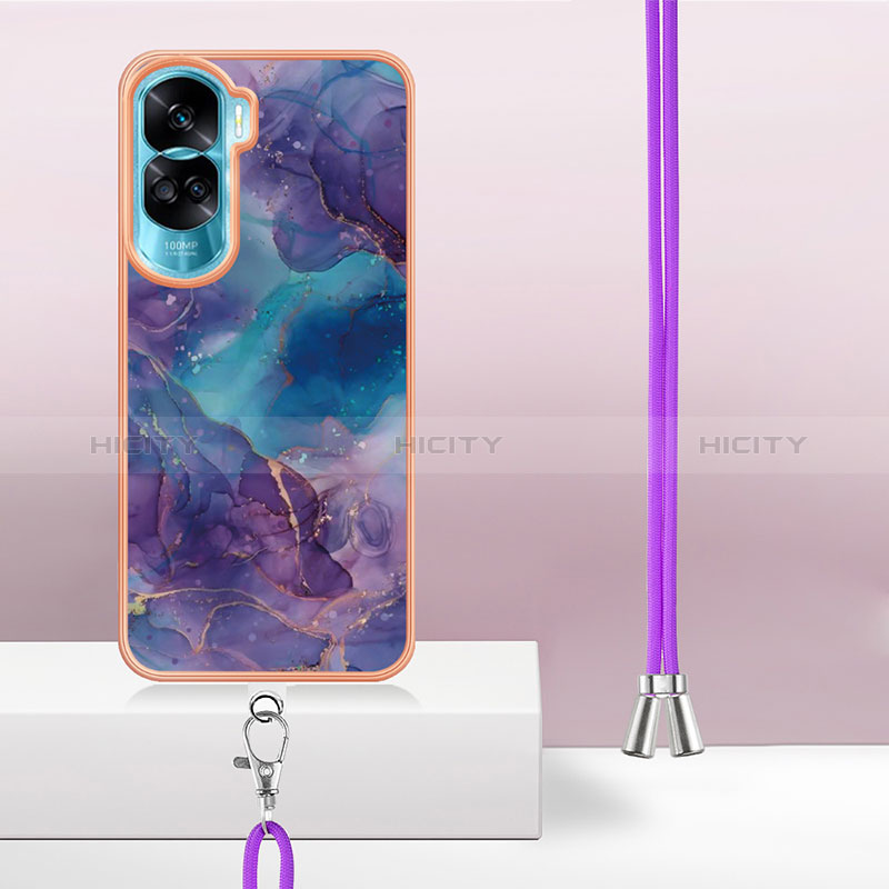 Custodia Silicone Gel Morbida Fantasia Modello Cover con Cinghia Cordino Mano YB7 per Huawei Honor 90 Lite 5G