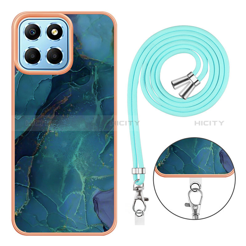 Custodia Silicone Gel Morbida Fantasia Modello Cover con Cinghia Cordino Mano YB7 per Huawei Honor X6a