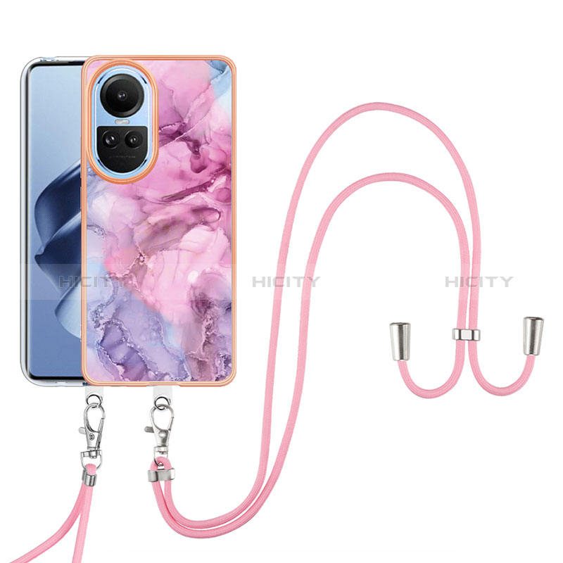 Custodia Silicone Gel Morbida Fantasia Modello Cover con Cinghia Cordino Mano YB7 per Oppo Reno10 Pro 5G