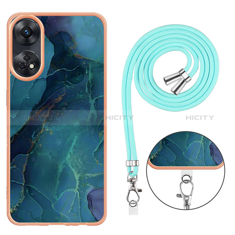 Custodia Silicone Gel Morbida Fantasia Modello Cover con Cinghia Cordino Mano YB7 per Oppo Reno8 T 4G