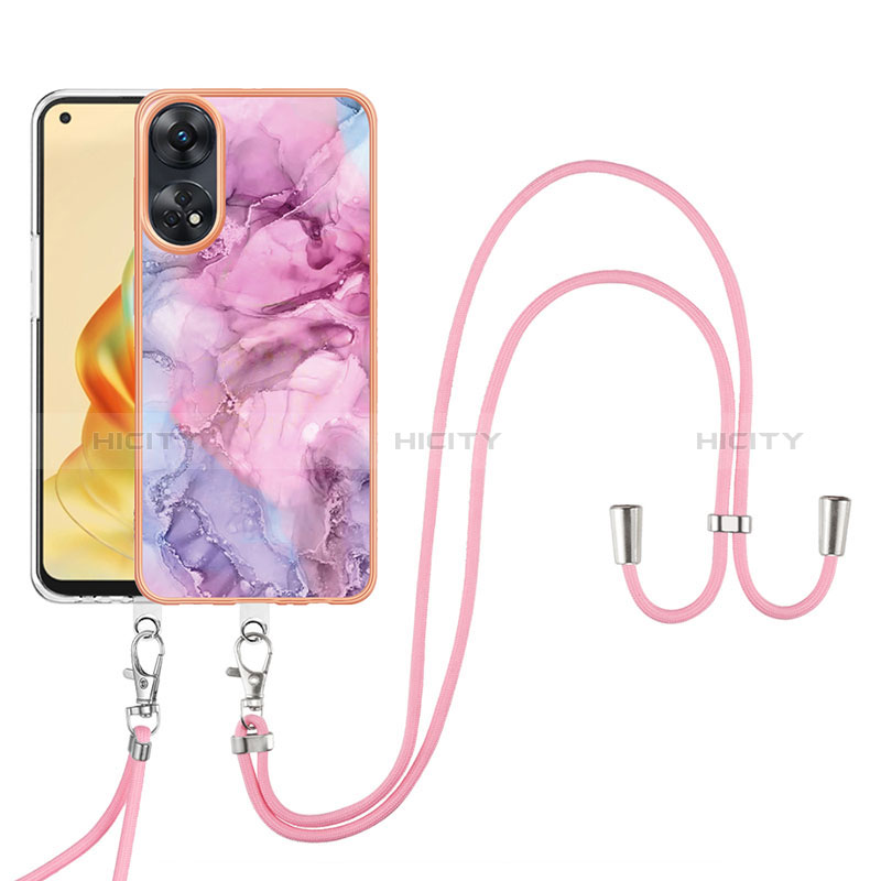 Custodia Silicone Gel Morbida Fantasia Modello Cover con Cinghia Cordino Mano YB7 per Oppo Reno8 T 4G