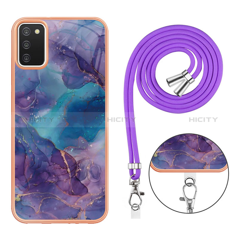 Custodia Silicone Gel Morbida Fantasia Modello Cover con Cinghia Cordino Mano YB7 per Samsung Galaxy A02s