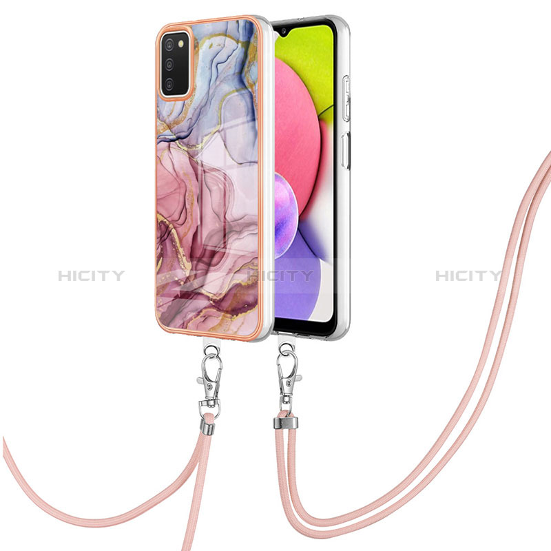 Custodia Silicone Gel Morbida Fantasia Modello Cover con Cinghia Cordino Mano YB7 per Samsung Galaxy A02s