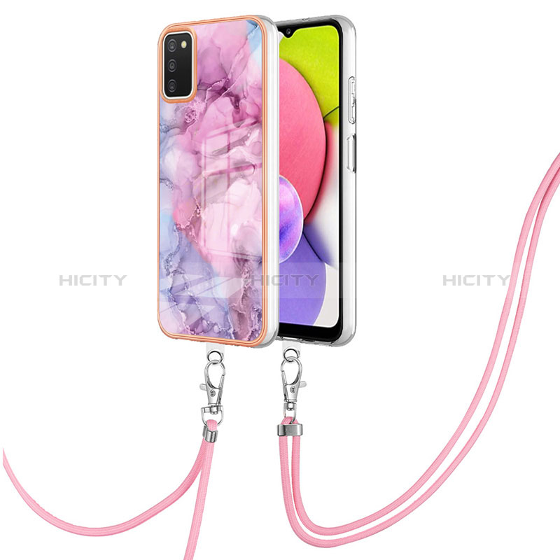 Custodia Silicone Gel Morbida Fantasia Modello Cover con Cinghia Cordino Mano YB7 per Samsung Galaxy A02s