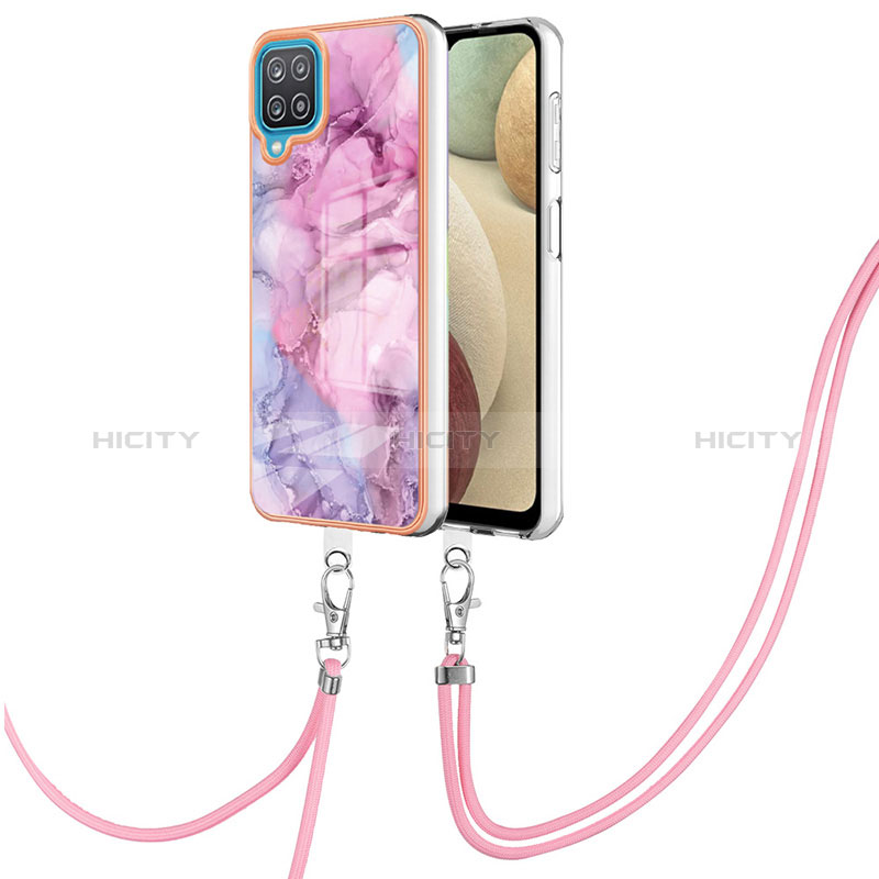 Custodia Silicone Gel Morbida Fantasia Modello Cover con Cinghia Cordino Mano YB7 per Samsung Galaxy A12