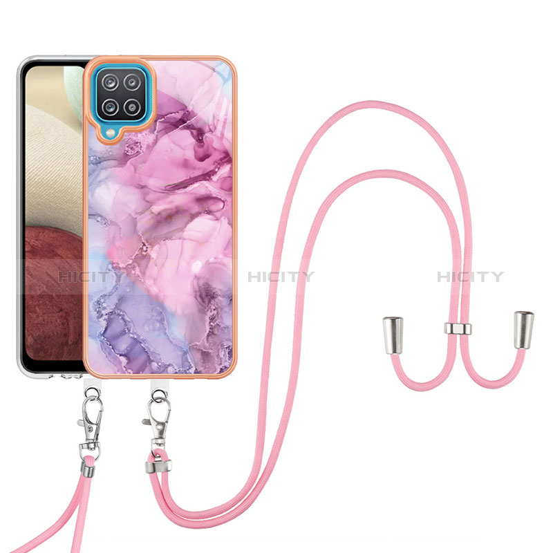 Custodia Silicone Gel Morbida Fantasia Modello Cover con Cinghia Cordino Mano YB7 per Samsung Galaxy A12