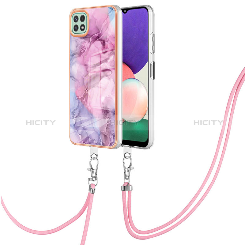 Custodia Silicone Gel Morbida Fantasia Modello Cover con Cinghia Cordino Mano YB7 per Samsung Galaxy A22s 5G